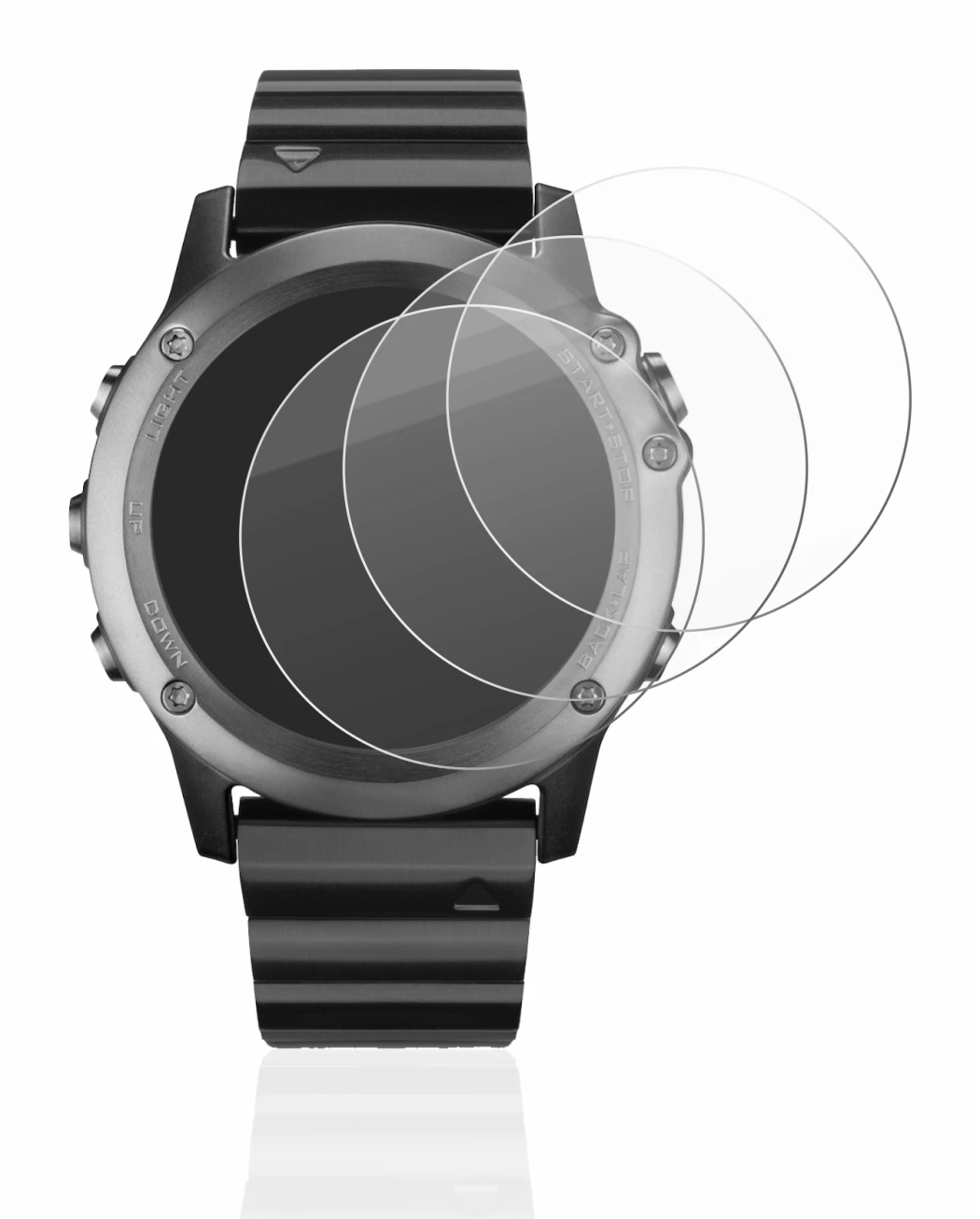 Immagine del dispositivo Garmin Fenix 3 con un'ampia varietà di protezioni per lo schermo.