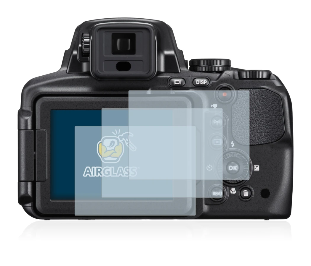Immagine del dispositivo Nikon Coolpix P900 con un'ampia varietà di protezioni per lo schermo.
