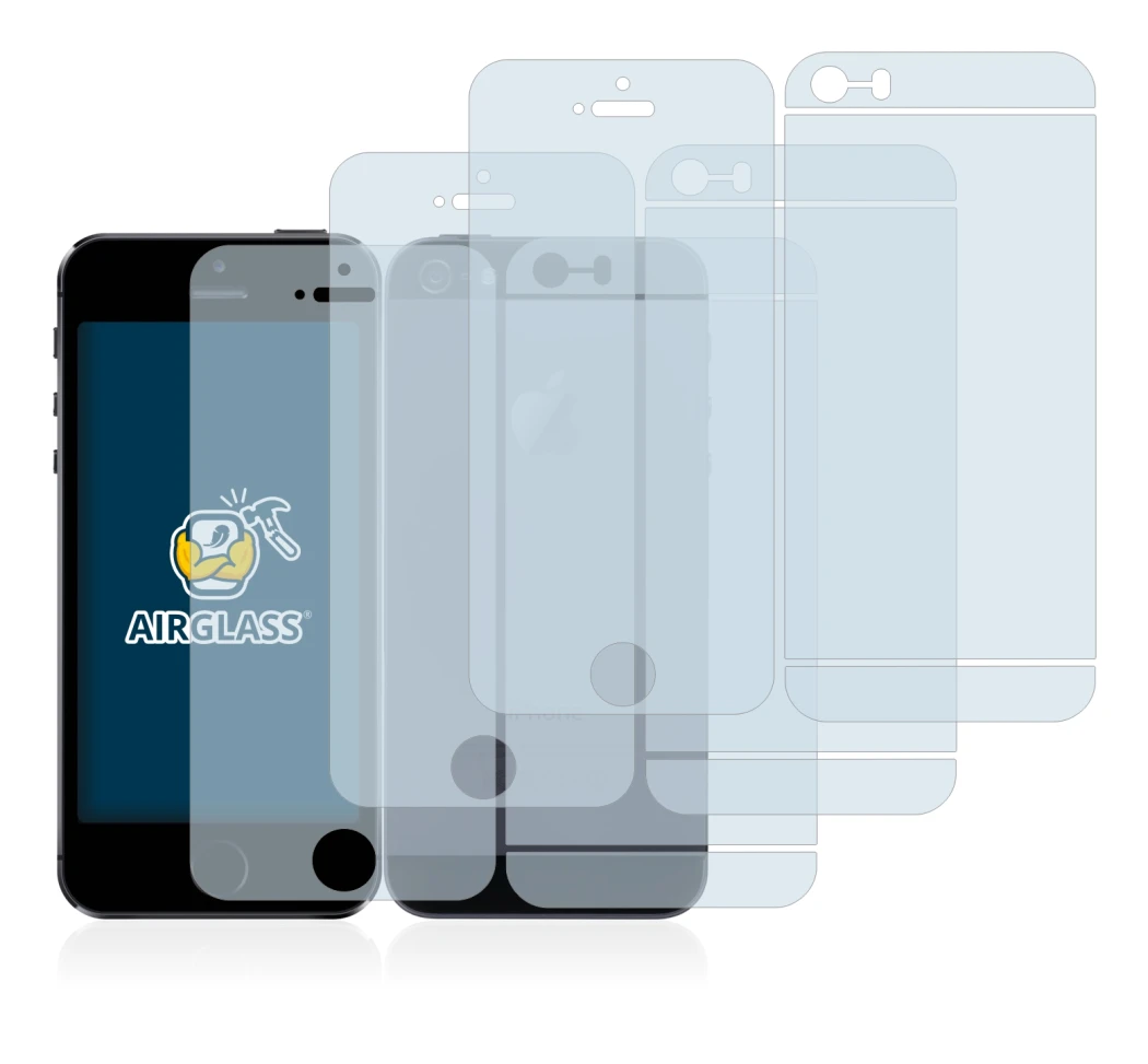 Immagine del dispositivo Apple iPhone 5S (Fronte+Retro) con un'ampia varietà di protezioni per lo schermo.