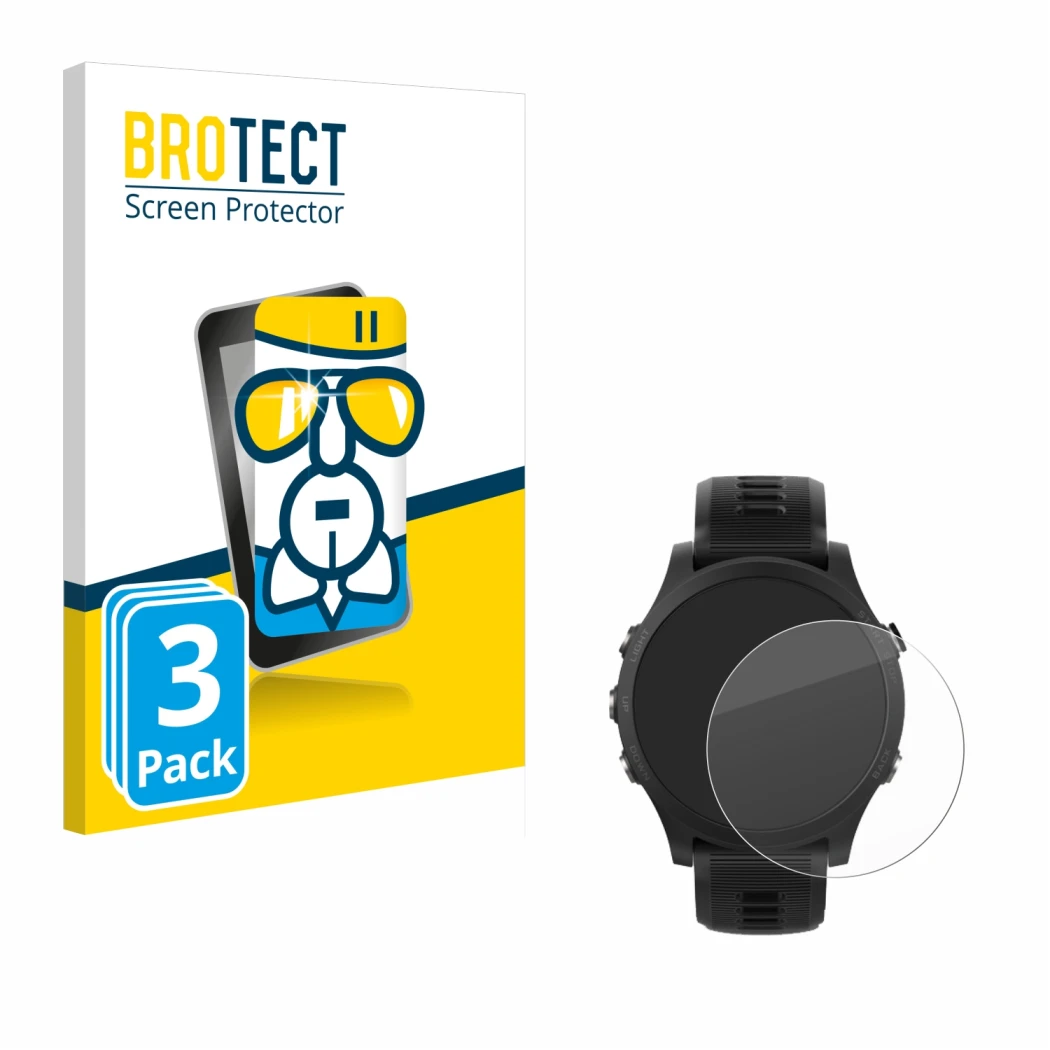 Parte frontale di una confezione del prodotto con il logo del marchio BROTECT. Accanto è raffigurato il dispositivo Garmin For