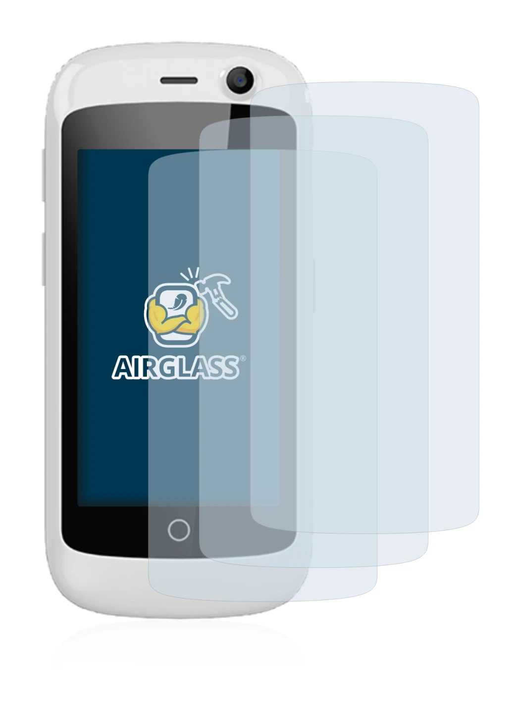 Immagine del dispositivo Unihertz Jelly Pro con un'ampia varietà di protezioni per lo schermo.