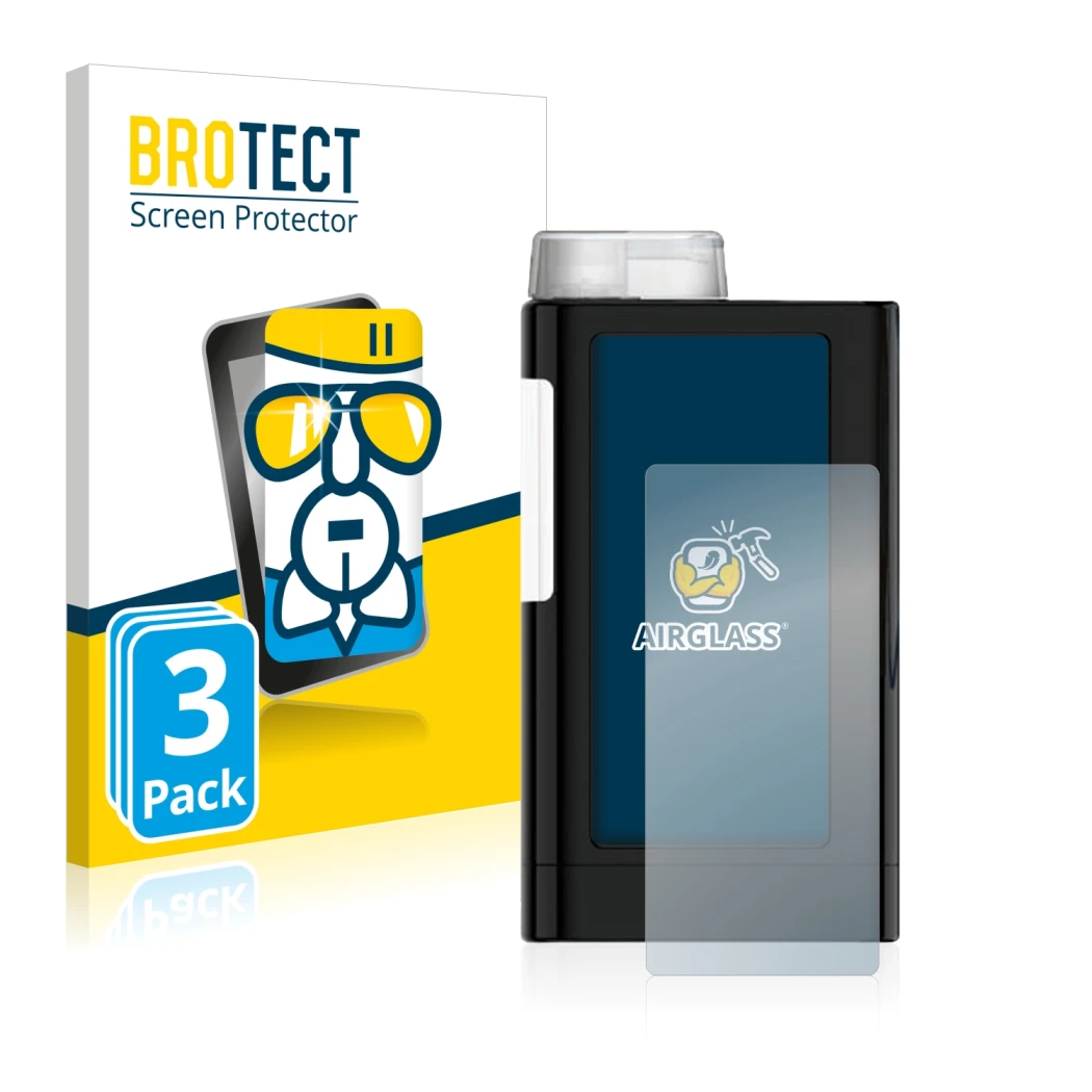Parte frontale di una confezione del prodotto con il logo del marchio BROTECT. Accanto è raffigurato il dispositivo Mylife Yps