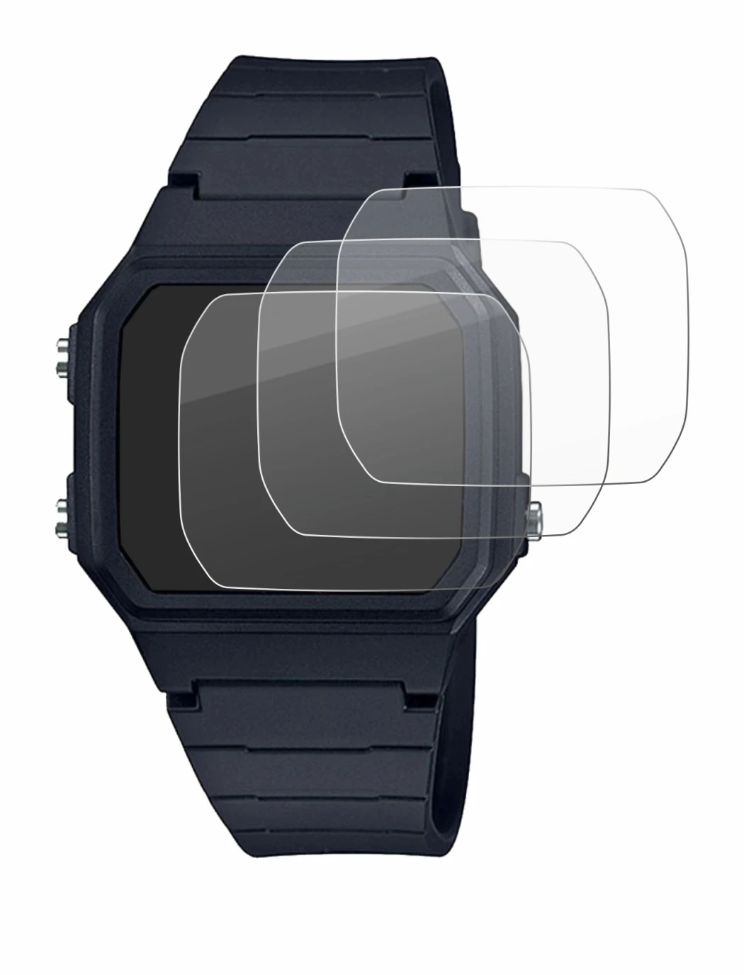 Immagine del dispositivo Casio Unisex F-91W con un'ampia varietà di protezioni per lo schermo.