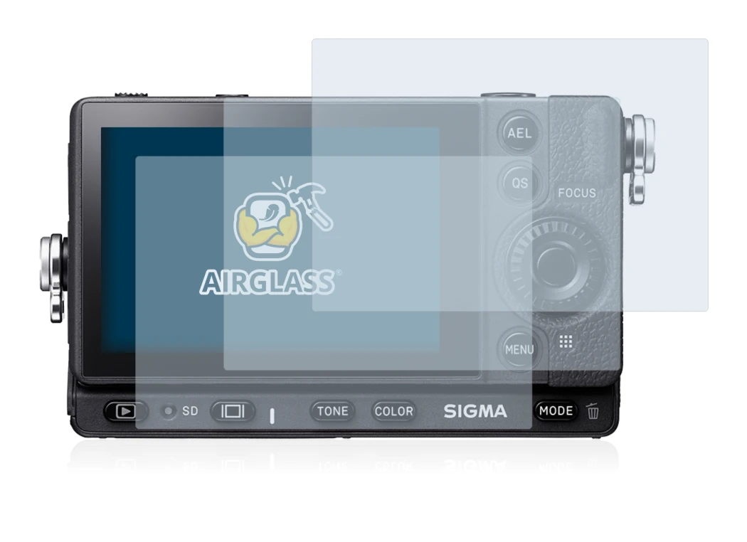 Immagine del dispositivo Sigma FP con un'ampia varietà di protezioni per lo schermo.