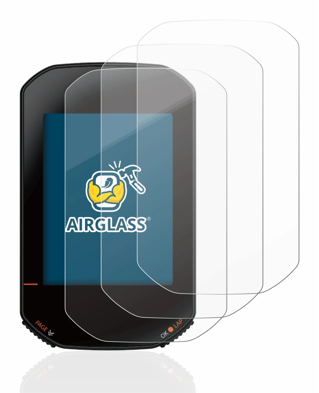 Immagine del dispositivo Bryton Rider 420 con un'ampia varietà di protezioni per lo schermo.