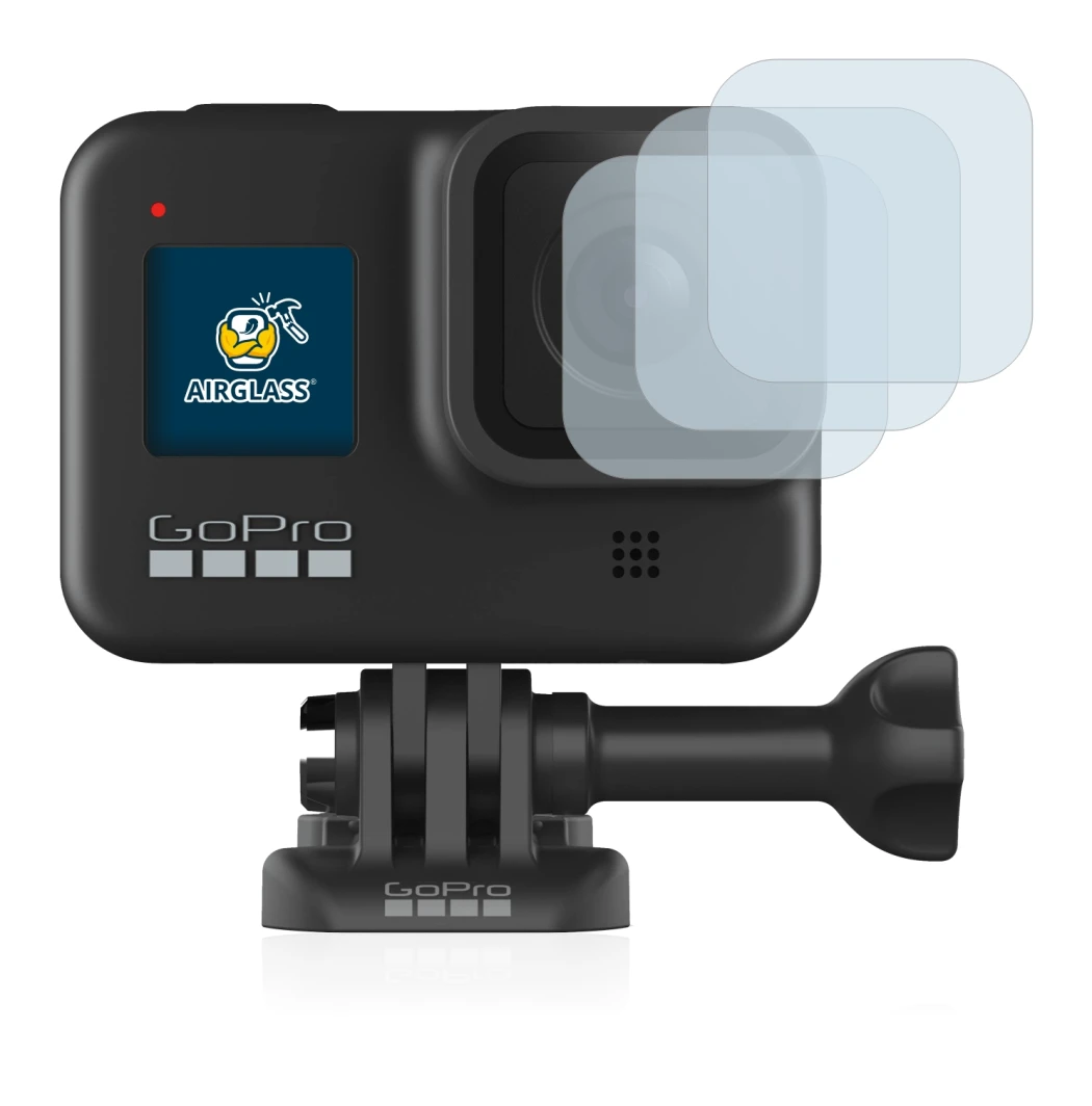 Immagine del dispositivo GoPro Hero 8 Black (Lente) con un'ampia varietà di protezioni per lo schermo.