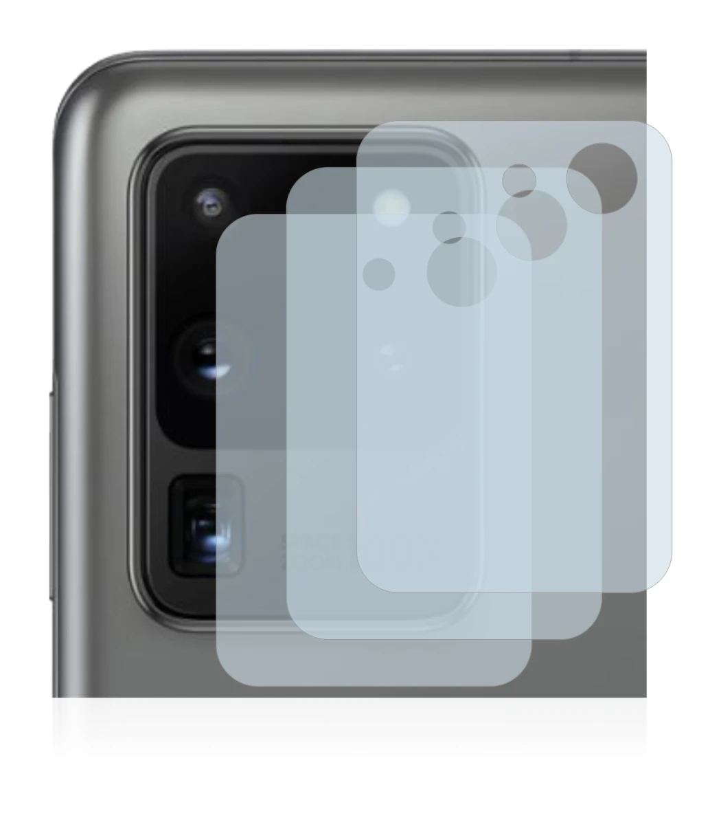 Immagine del dispositivo Samsung Galaxy S20 Ultra (SOLO Fotocamera) con un'ampia varietà di protezioni per lo schermo.