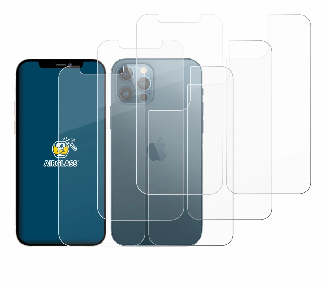 Immagine del dispositivo Apple iPhone 12 Pro (Fronte+Retro) con un'ampia varietà di protezioni per lo schermo.