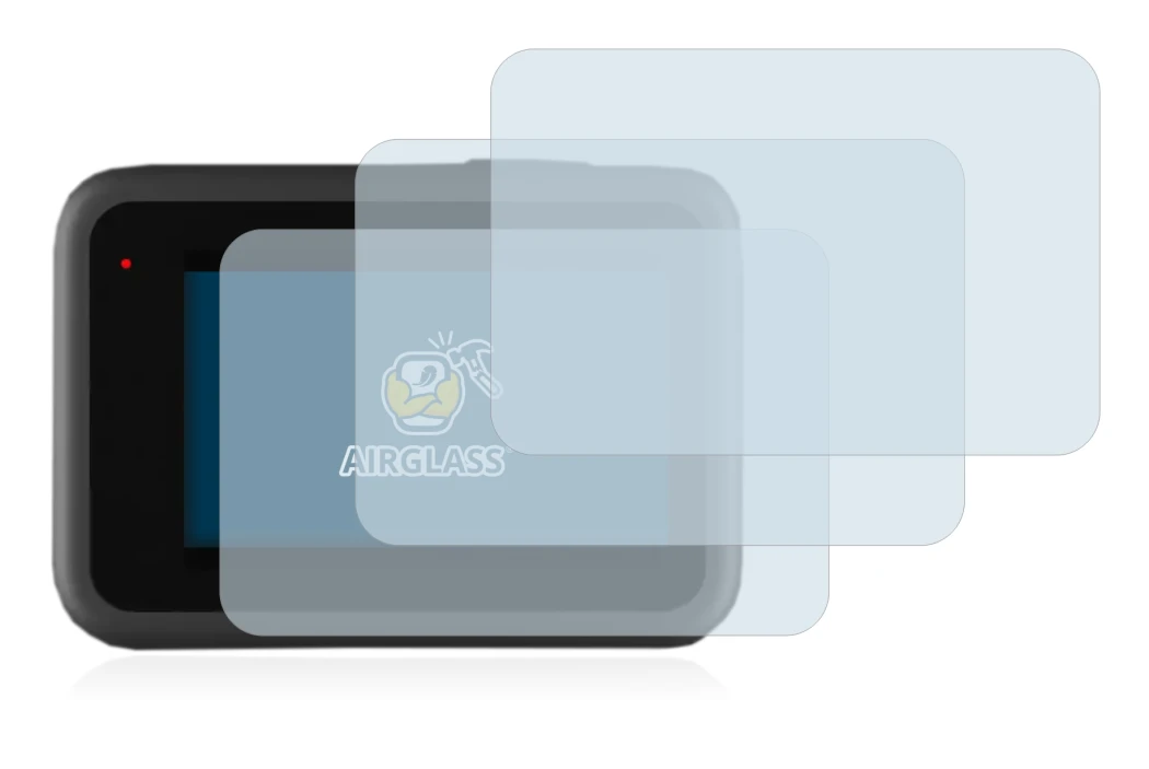 Immagine del dispositivo GoPro Hero 9 Black con un'ampia varietà di protezioni per lo schermo.