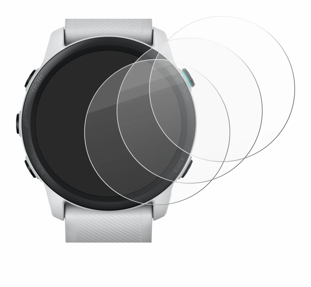 Immagine del dispositivo Garmin Forerunner 745 con un'ampia varietà di protezioni per lo schermo.