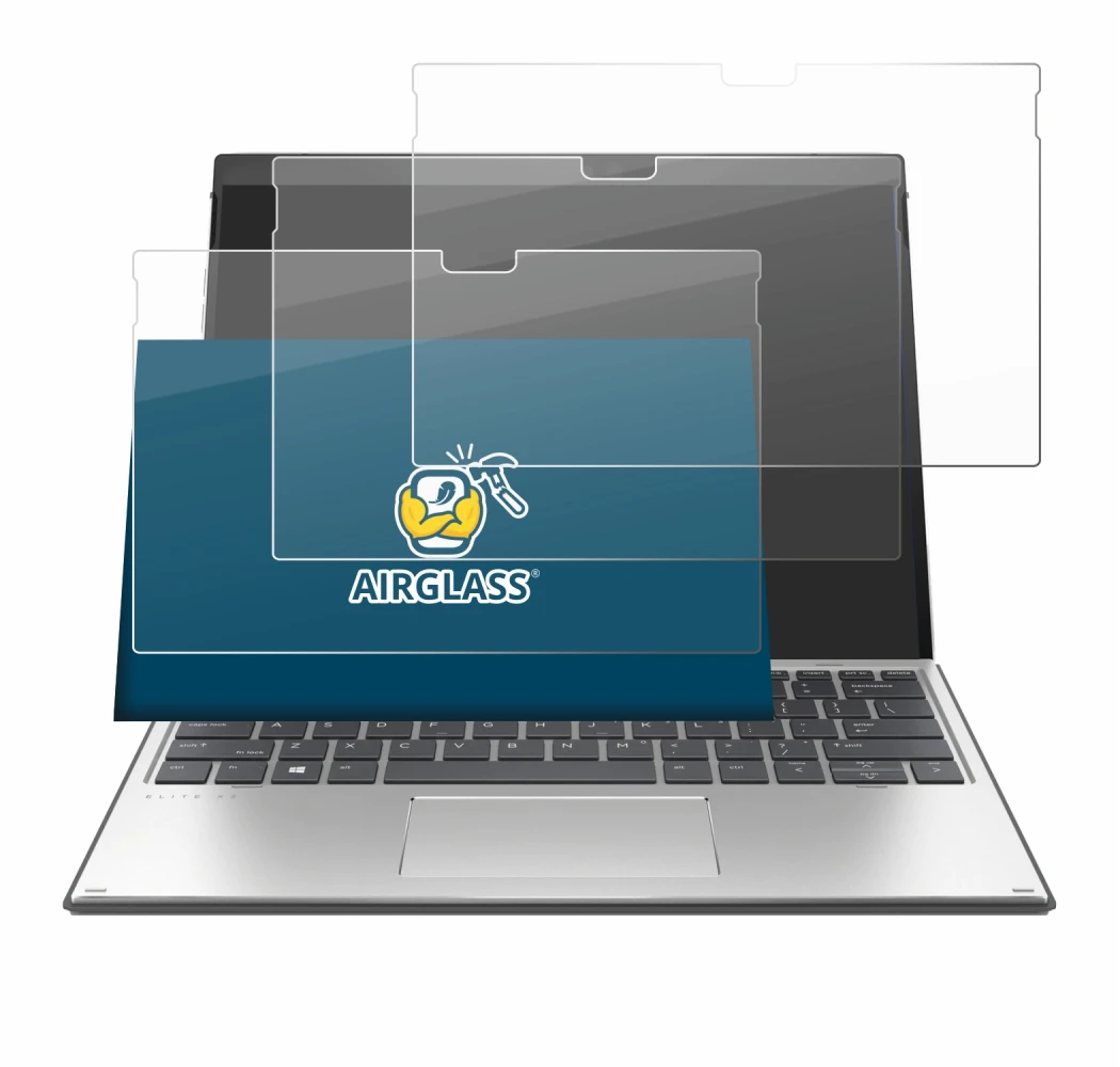 Immagine del dispositivo HP Elite x2 G8 con un'ampia varietà di protezioni per lo schermo.