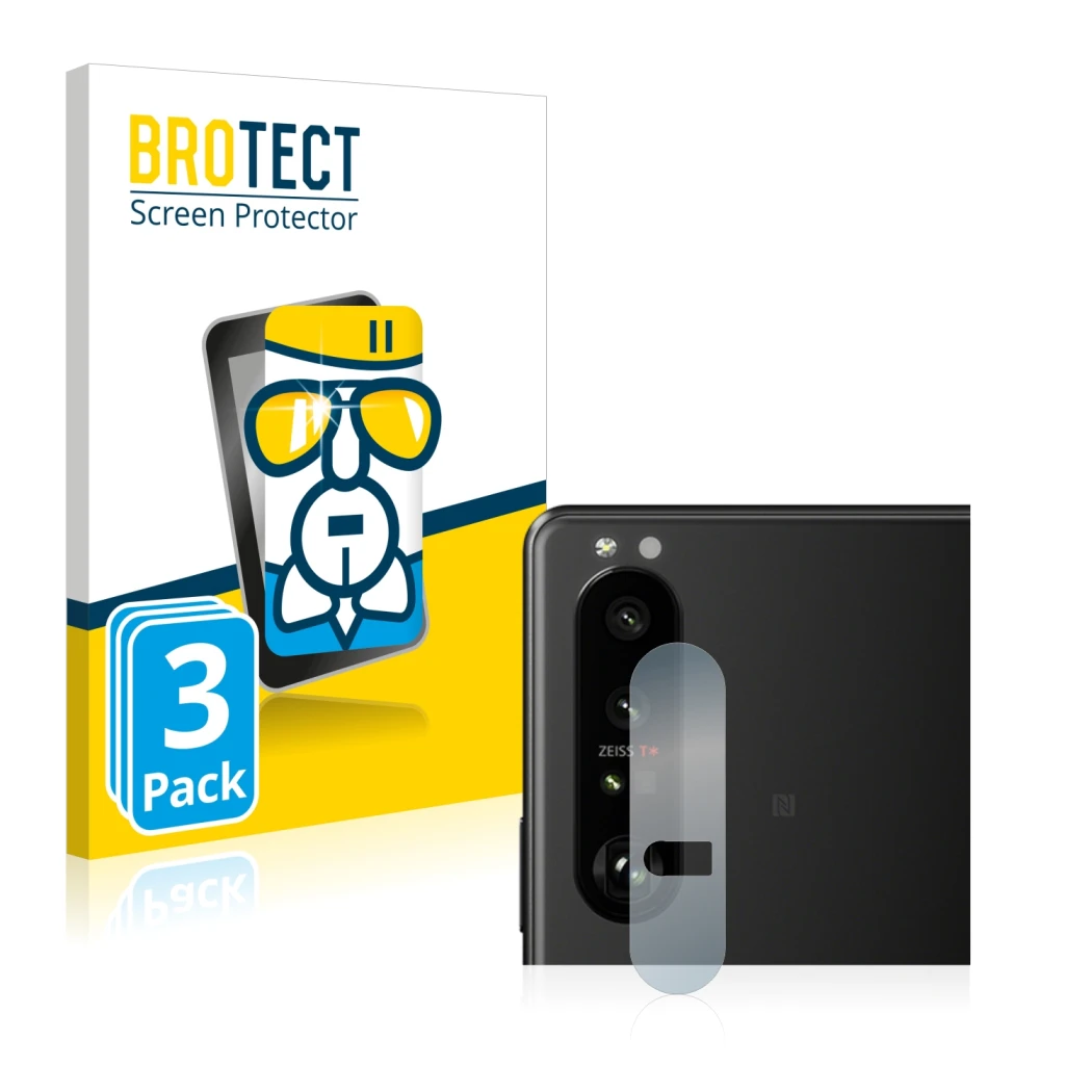 Parte frontale di una confezione del prodotto con il logo del marchio BROTECT. Accanto è raffigurato il dispositivo Sony Xperi