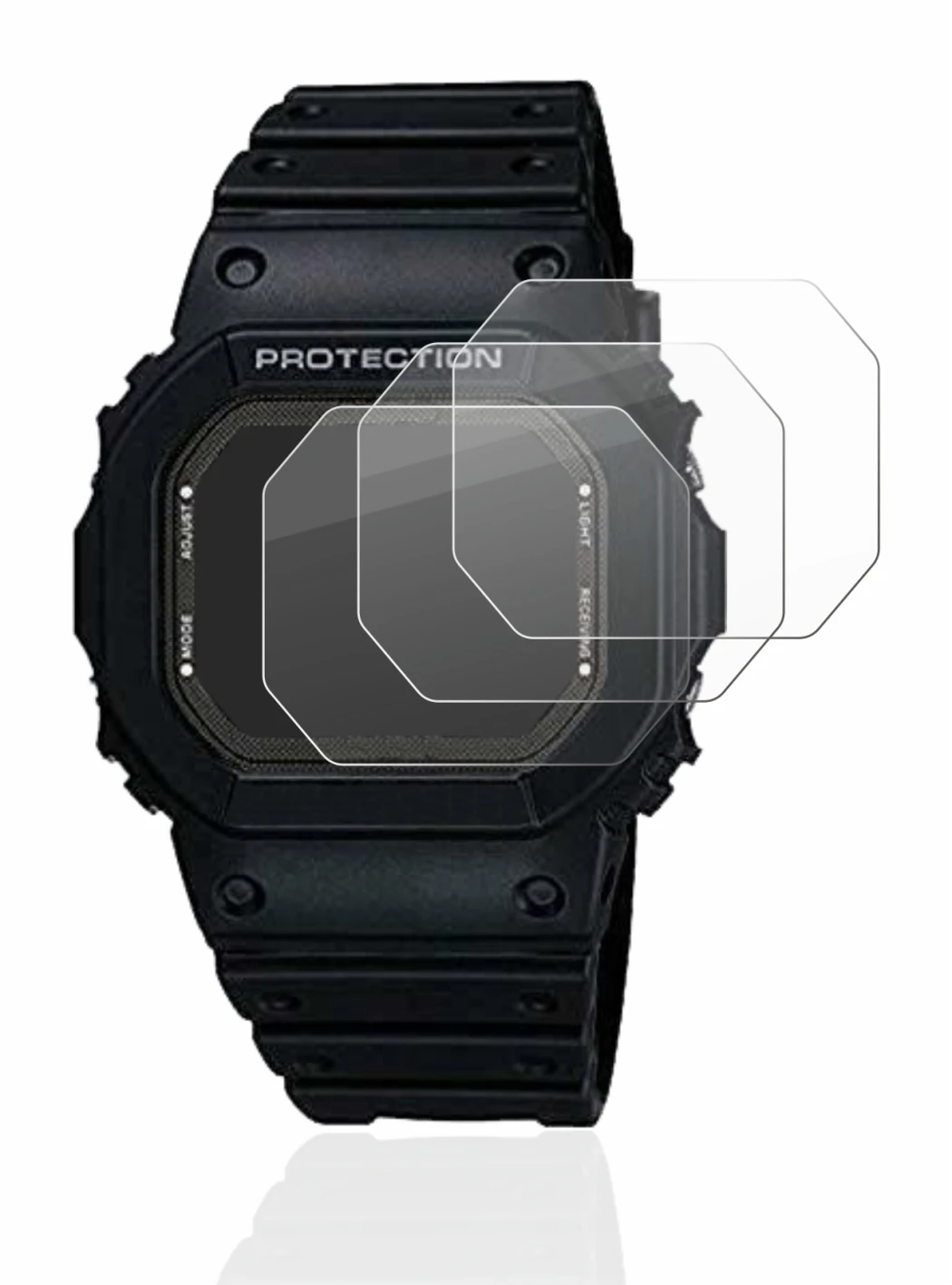 Immagine del dispositivo Casio G-Shock GW-5000-1JF con un'ampia varietà di protezioni per lo schermo.