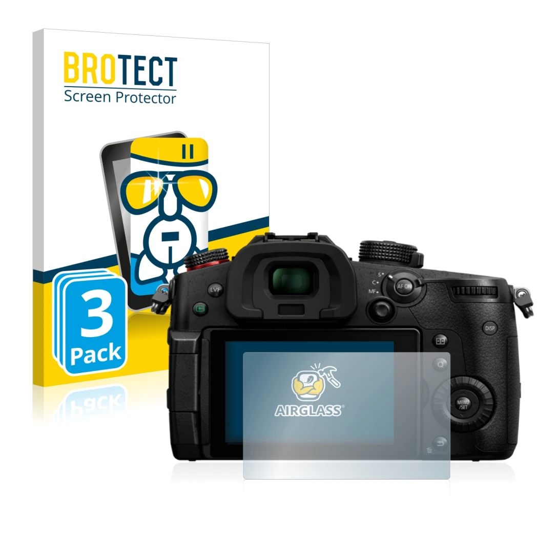 Parte frontale di una confezione del prodotto con il logo del marchio BROTECT. Accanto è raffigurato il dispositivo Panasonic 