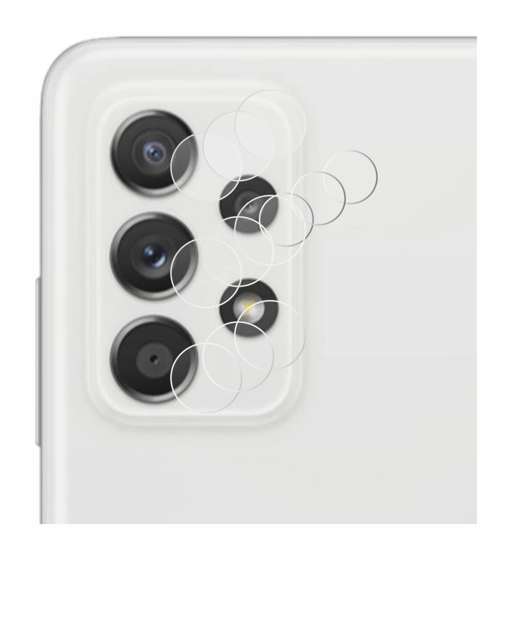 Immagine del dispositivo Samsung Galaxy A52s 5G (SOLO Fotocamera) con un'ampia varietà di protezioni per lo schermo.