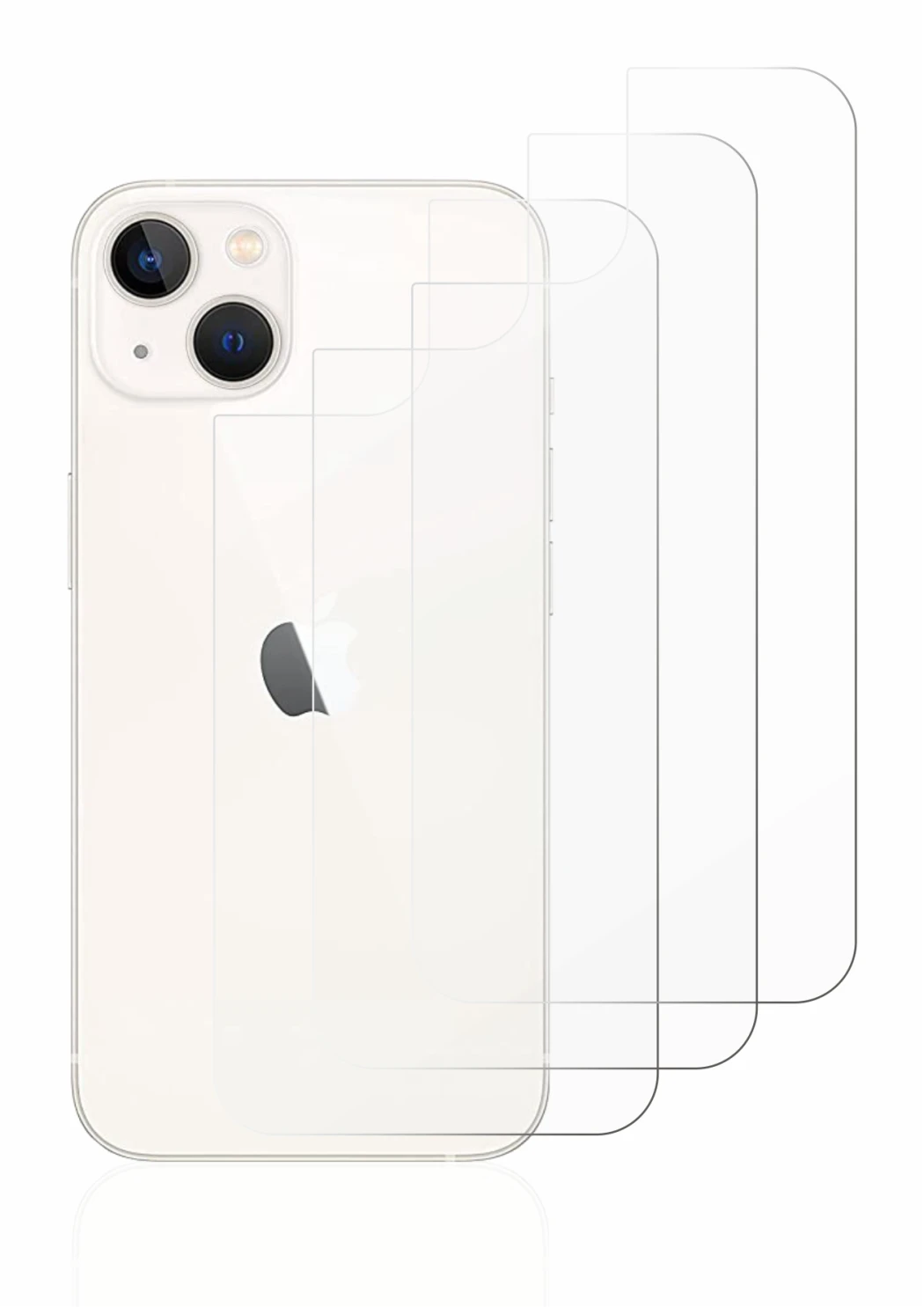 Immagine del dispositivo Apple iPhone 13 (Posteriore) con un'ampia varietà di protezioni per lo schermo.