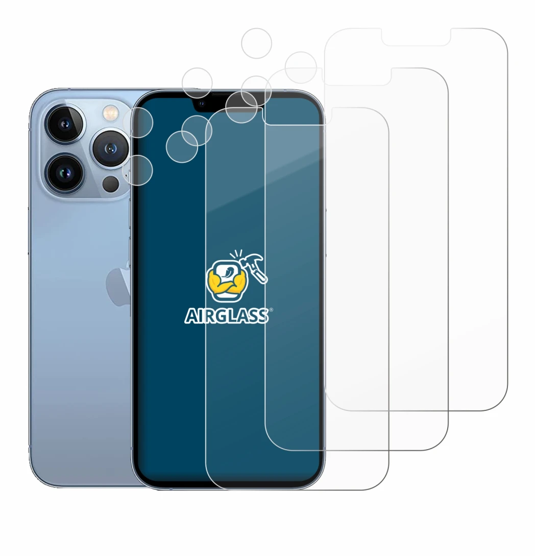 Immagine del dispositivo Apple iPhone 13 Pro (Fronte+Fotocamera) con un'ampia varietà di protezioni per lo schermo.