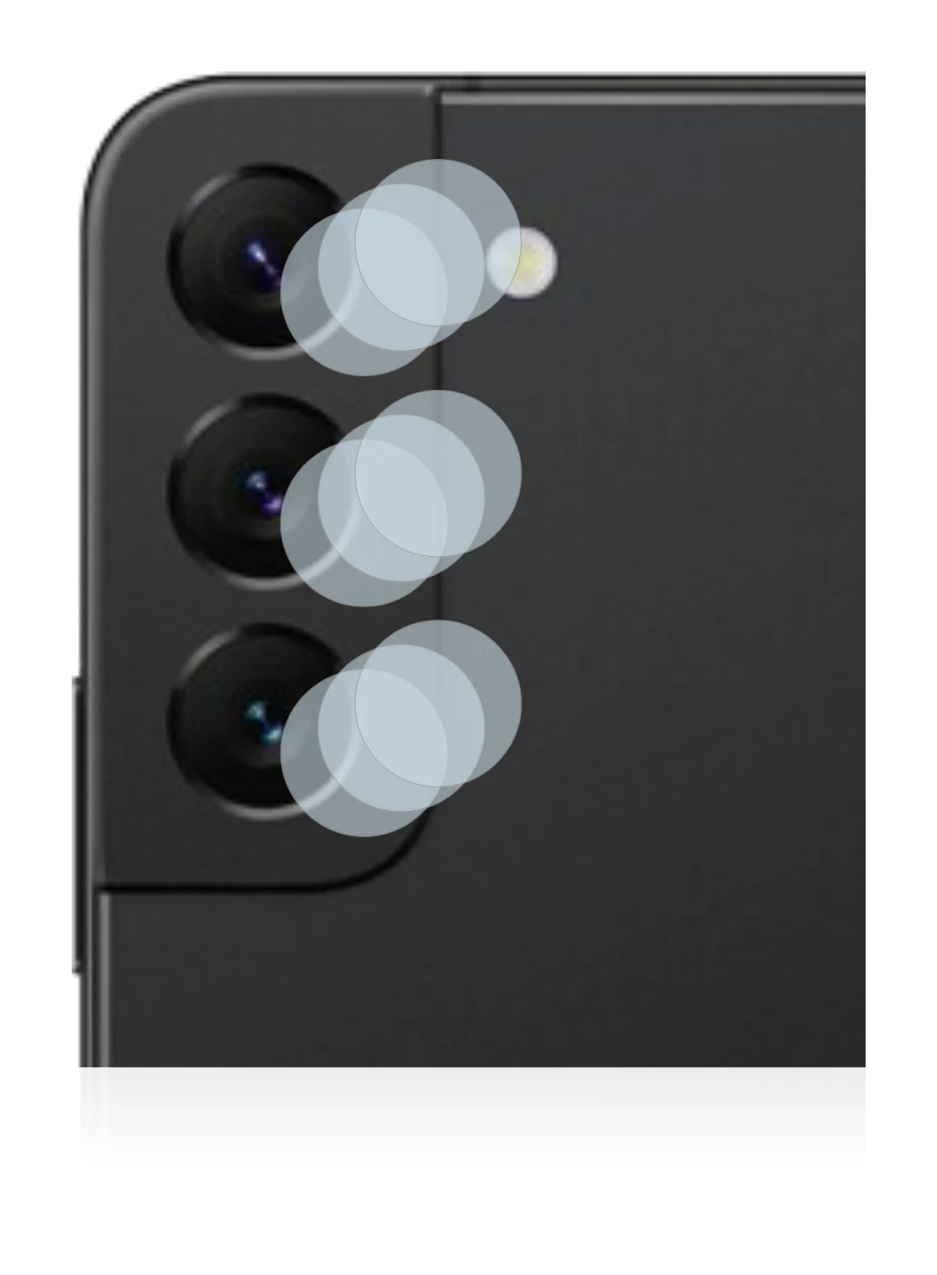 Immagine del dispositivo Samsung Galaxy S22 5G (SOLO Fotocamera) con un'ampia varietà di protezioni per lo schermo.