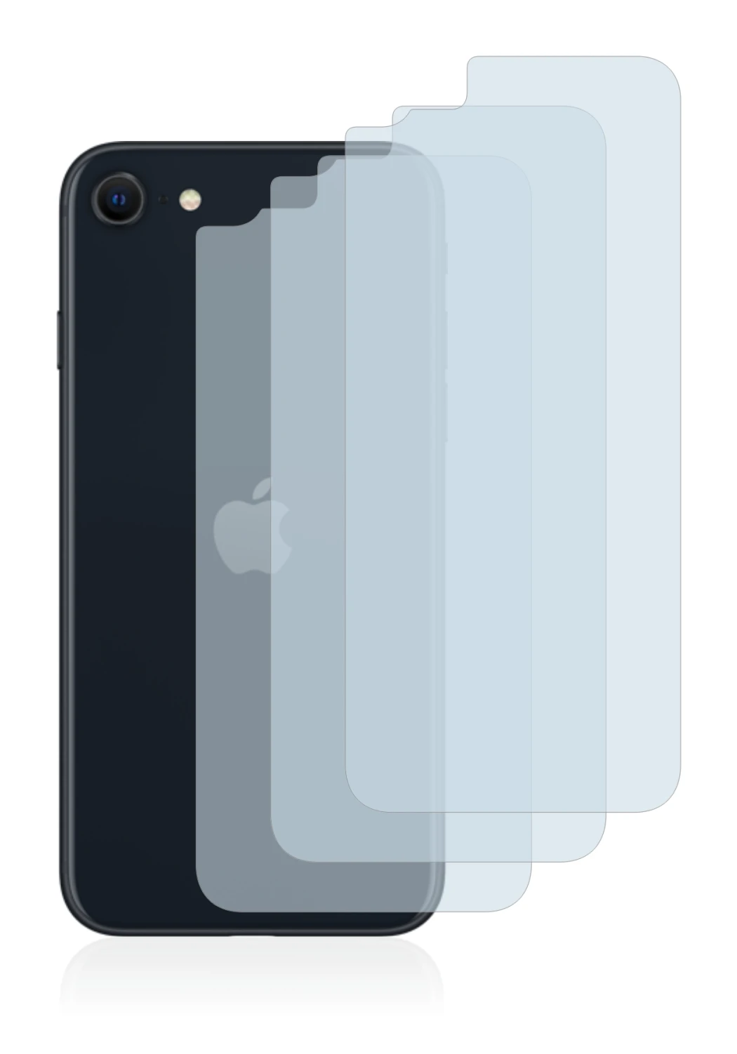 Immagine del dispositivo Apple iPhone SE 3 2022 (Posteriore) con un'ampia varietà di protezioni per lo schermo.