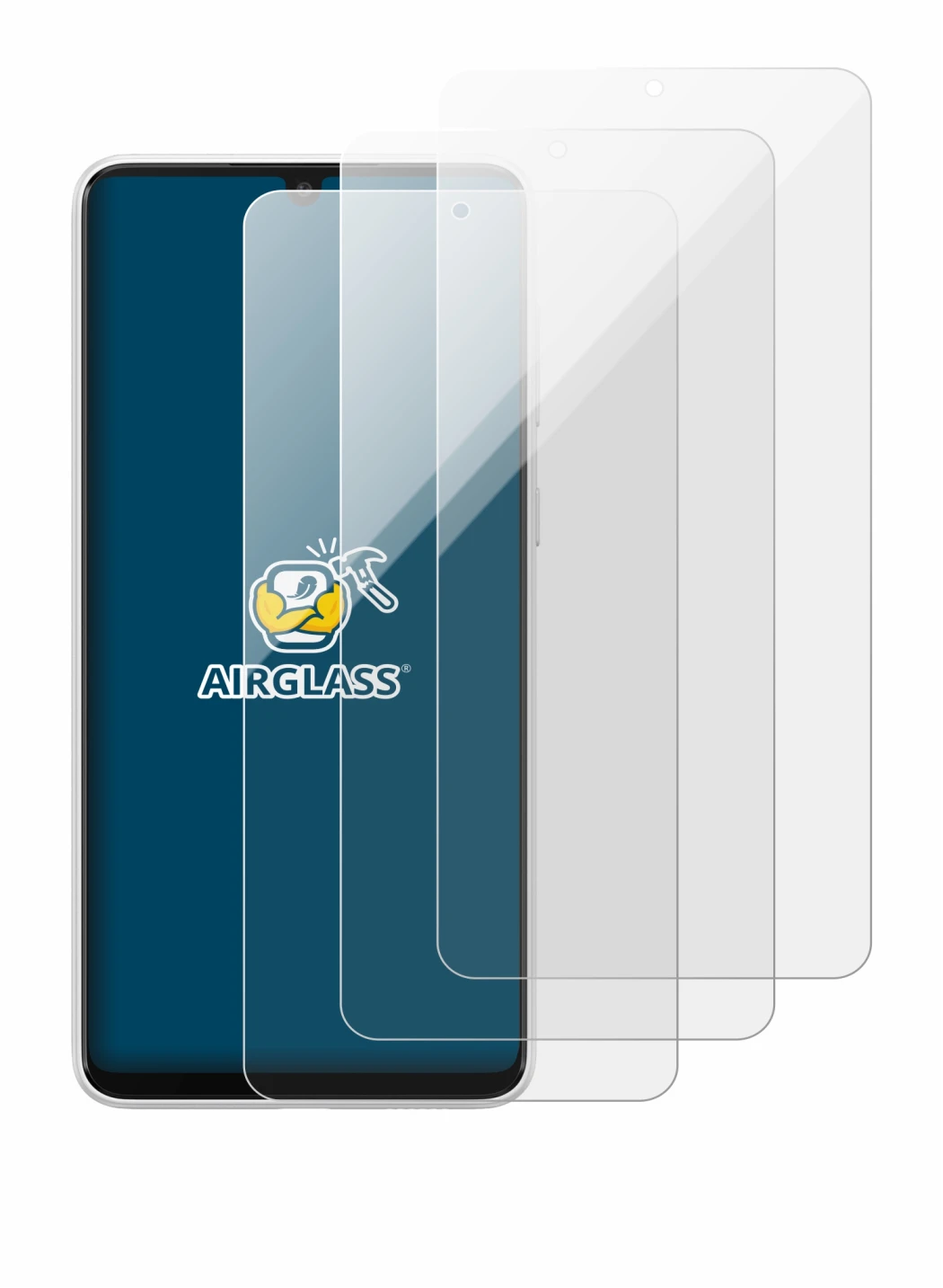 Immagine del dispositivo Samsung Galaxy A33 5G con un'ampia varietà di protezioni per lo schermo.