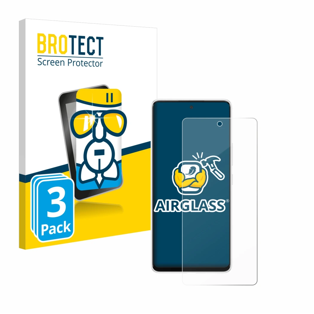 Parte frontale di una confezione del prodotto con il logo del marchio BROTECT. Accanto è raffigurato il dispositivo Samsung Ga