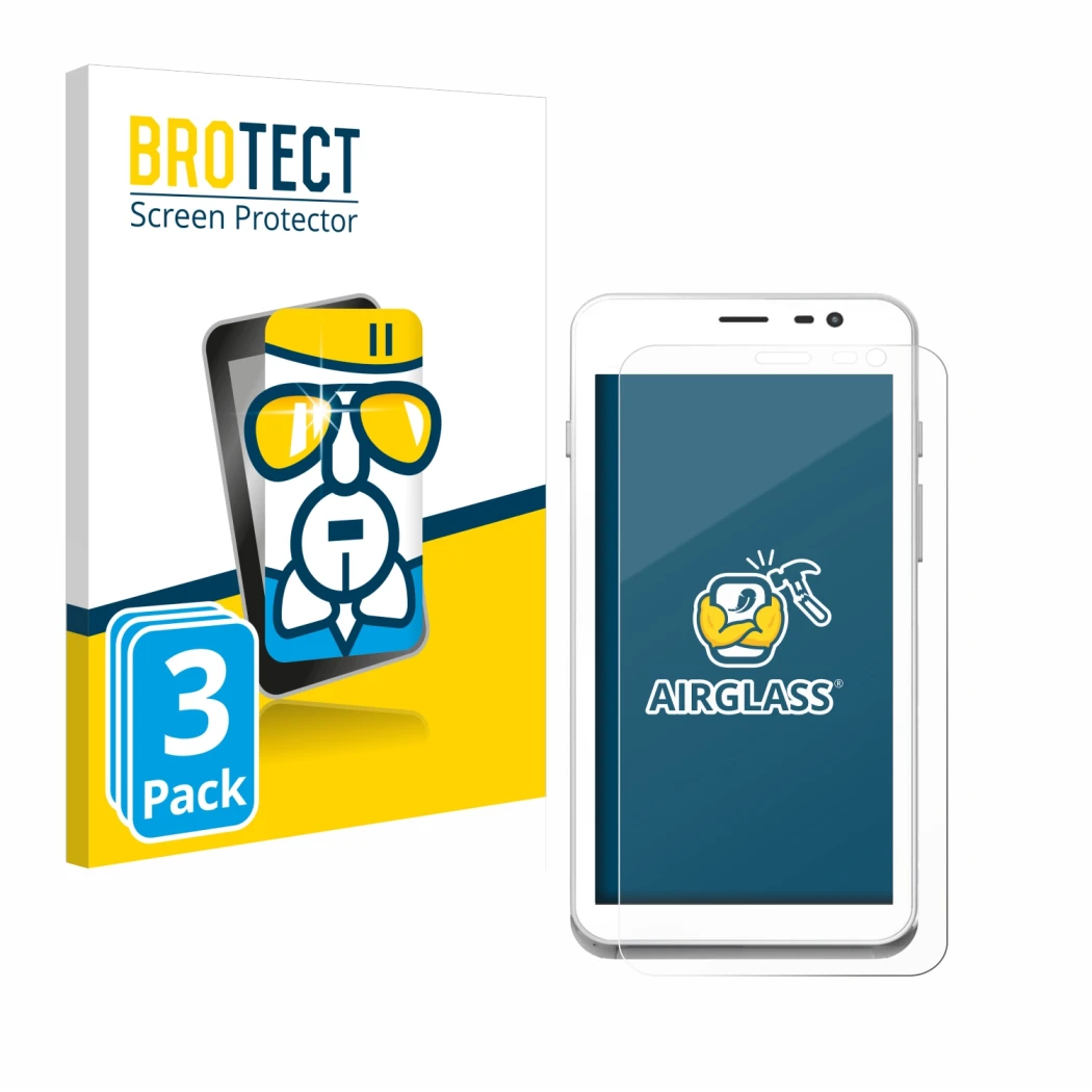 Parte frontale di una confezione del prodotto con il logo del marchio BROTECT. Accanto è raffigurato il dispositivo Pax A77 co