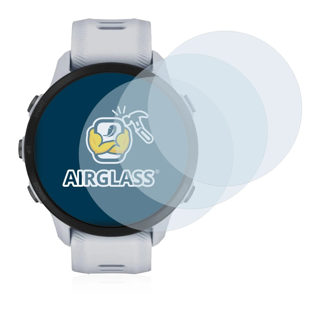 Immagine del dispositivo Garmin Forerunner 955 con un'ampia varietà di protezioni per lo schermo.