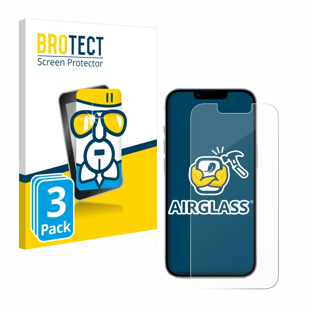 Parte frontale di una confezione del prodotto con il logo del marchio BROTECT. Accanto è raffigurato il dispositivo Apple iPho