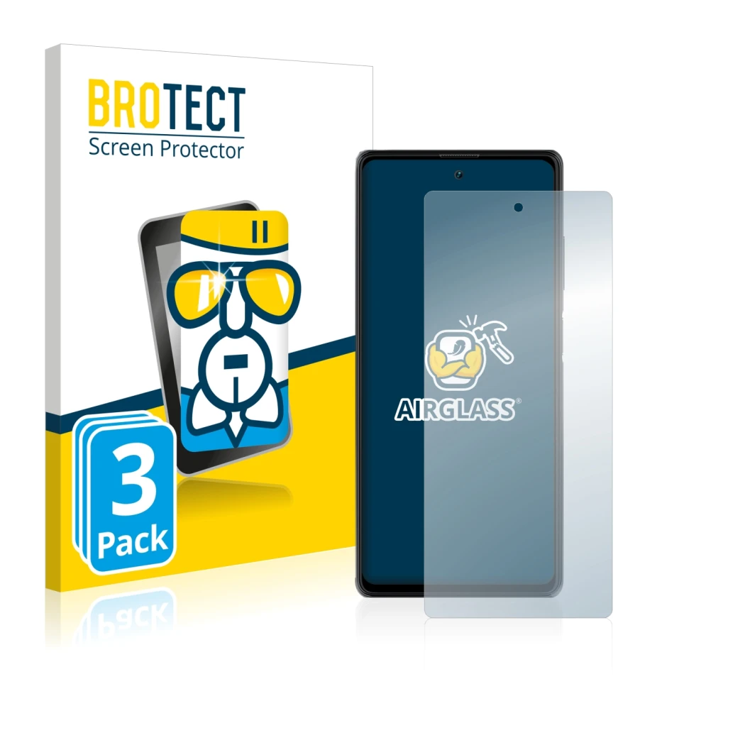 Parte frontale di una confezione del prodotto con il logo del marchio BROTECT. Accanto è raffigurato il dispositivo Blackview 