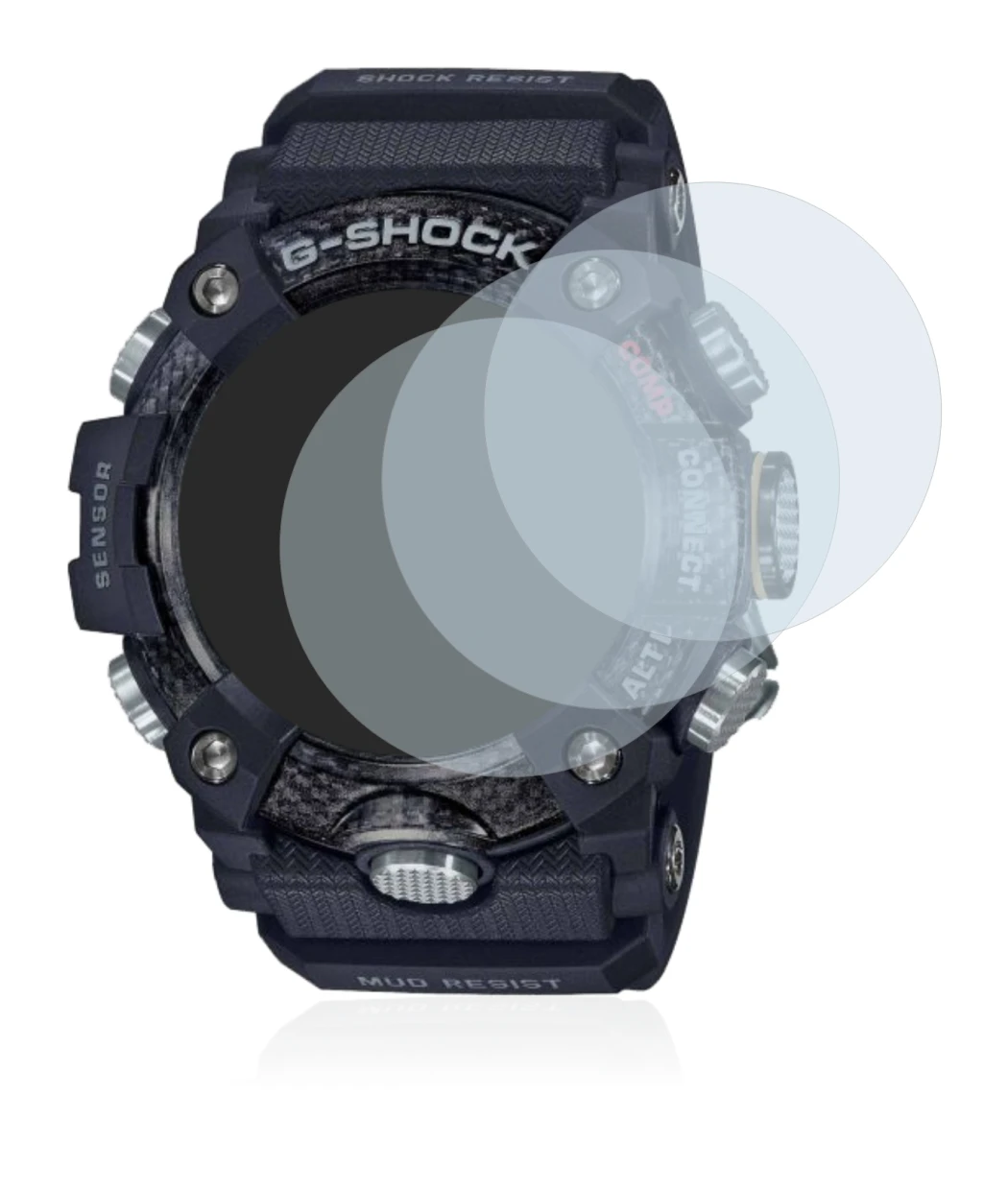 Immagine del dispositivo Casio G-Shock Mudmaster GG-B100-1AER con un'ampia varietà di protezioni per lo schermo.