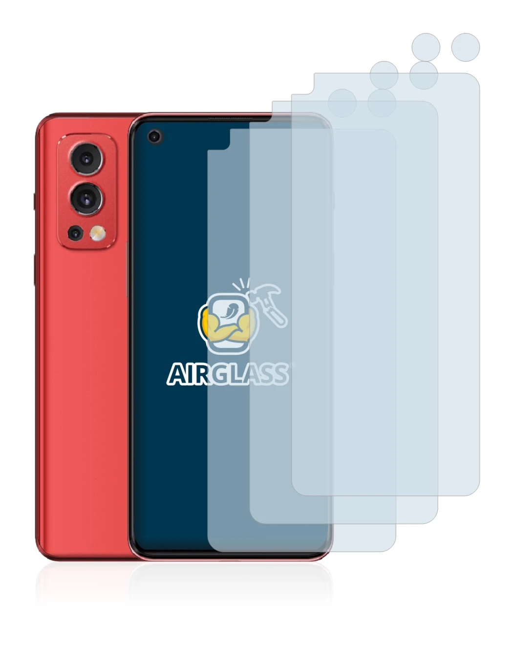 Immagine del dispositivo OnePlus Nord 2 5G (Fronte+Fotocamera) con un'ampia varietà di protezioni per lo schermo.