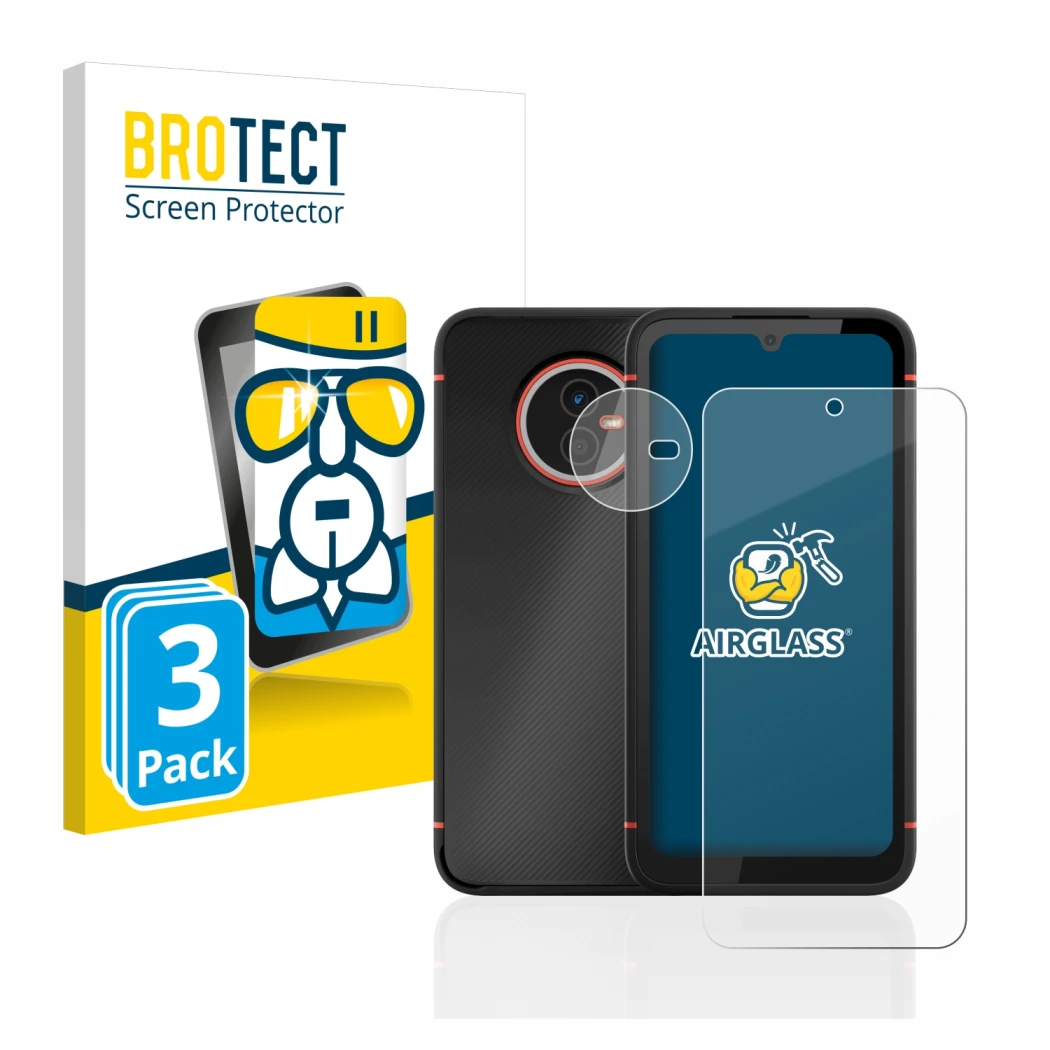 Parte frontale di una confezione del prodotto con il logo del marchio BROTECT. Accanto è raffigurato il dispositivo Gigaset GX