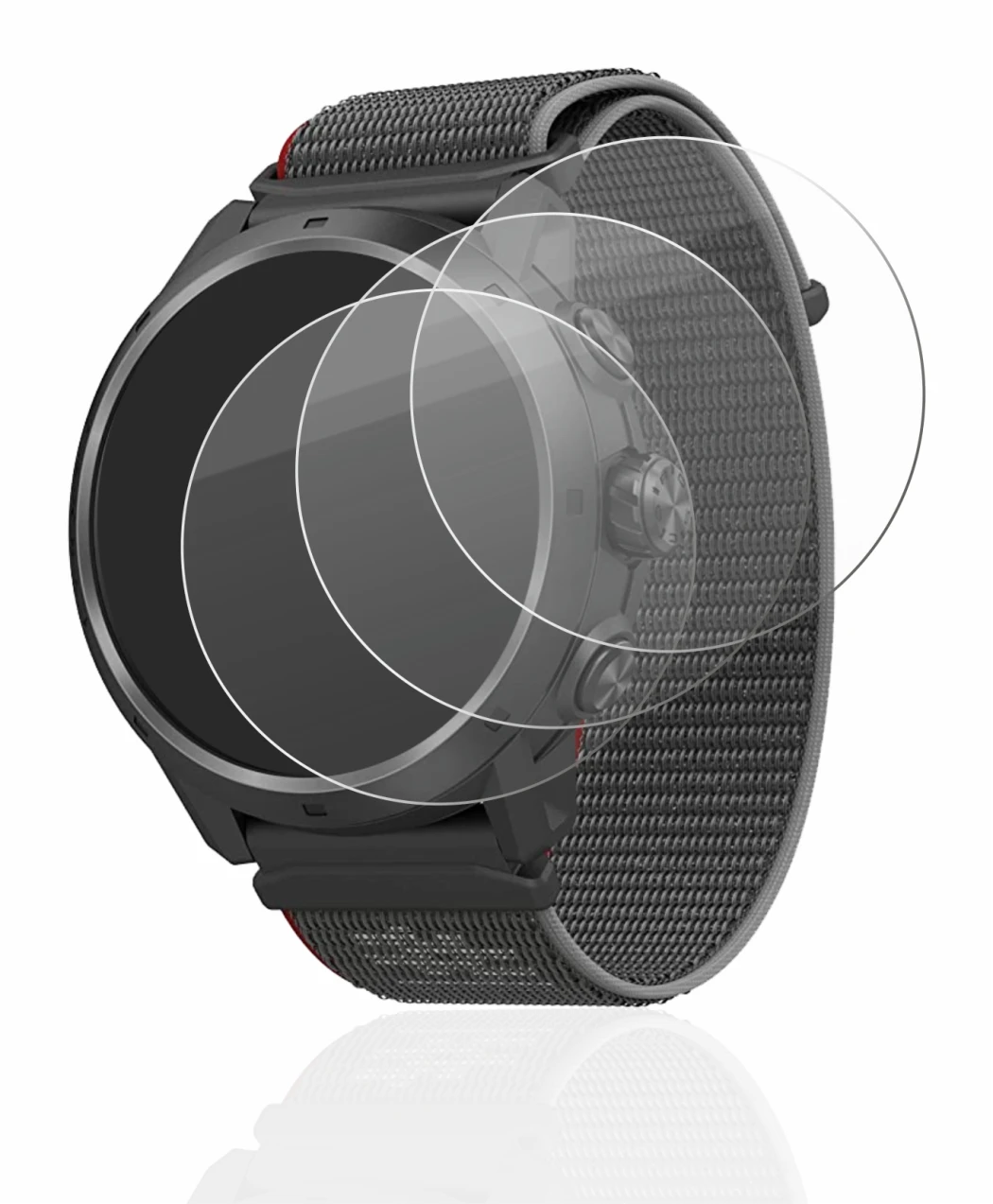 Immagine del dispositivo Coros Apex 2 Pro con un'ampia varietà di protezioni per lo schermo.