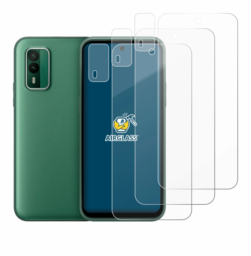 Immagine del dispositivo Nokia XR21 (Fronte+Fotocamera) con un'ampia varietà di protezioni per lo schermo.