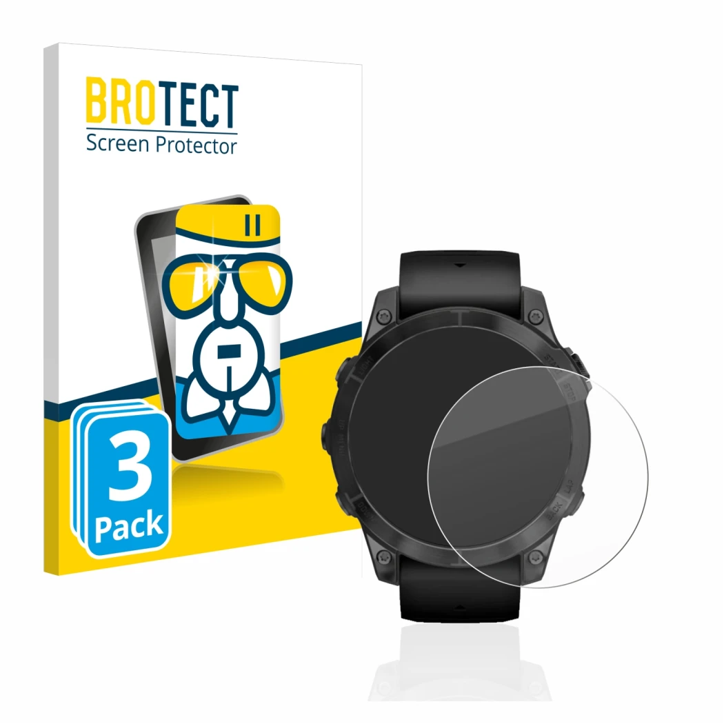 Parte frontale di una confezione del prodotto con il logo del marchio BROTECT. Accanto è raffigurato il dispositivo Garmin Epi