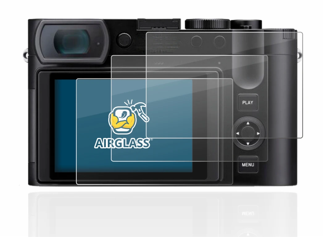 Immagine del dispositivo Leica Q3 con un'ampia varietà di protezioni per lo schermo.