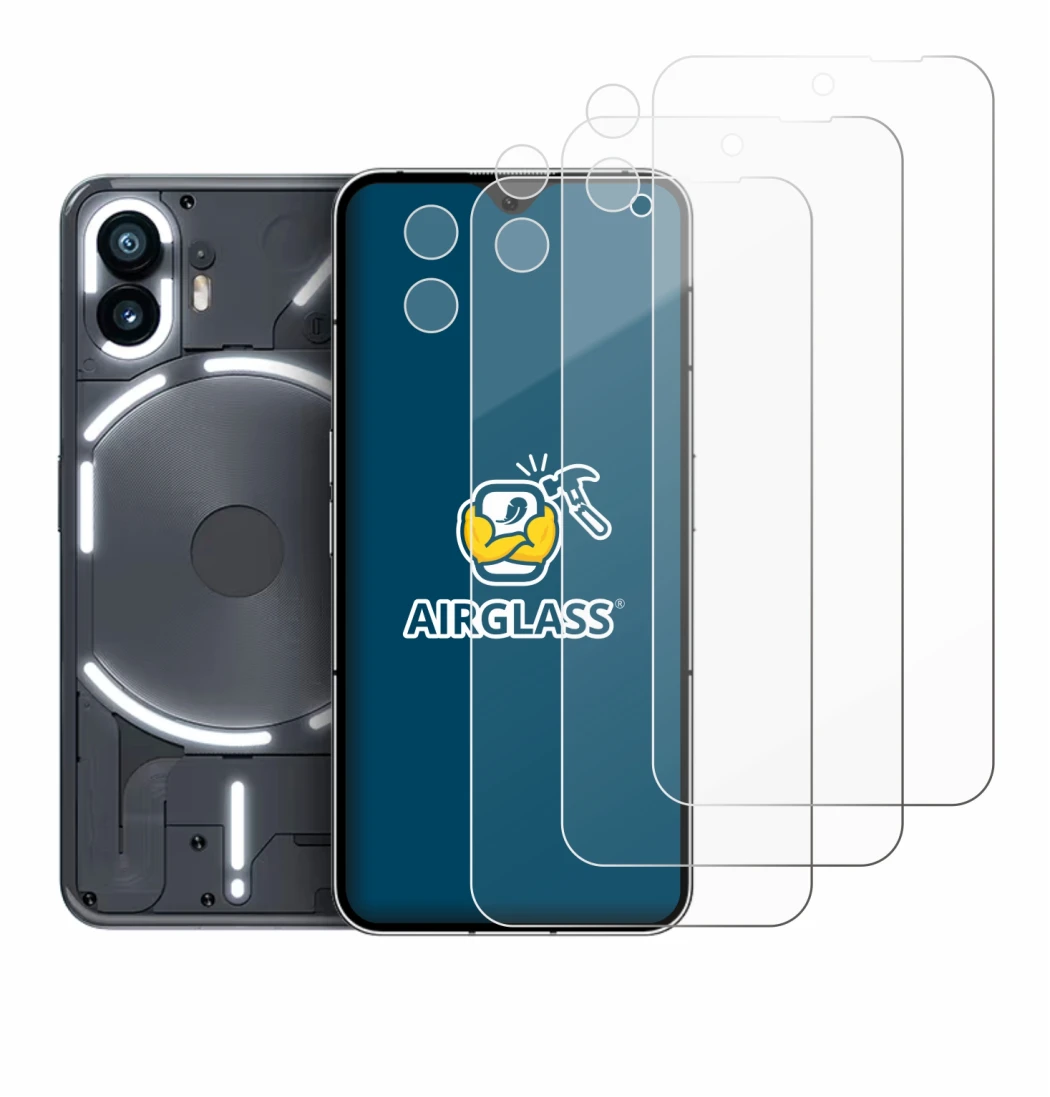 Immagine del dispositivo Nothing Phone (2) (Fronte+Fotocamera) con un'ampia varietà di protezioni per lo schermo.