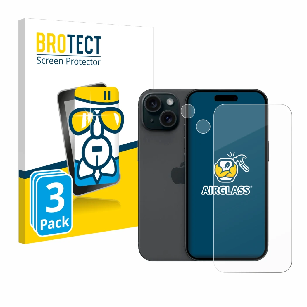 Parte frontale di una confezione del prodotto con il logo del marchio BROTECT. Accanto è raffigurato il dispositivo Apple iPho