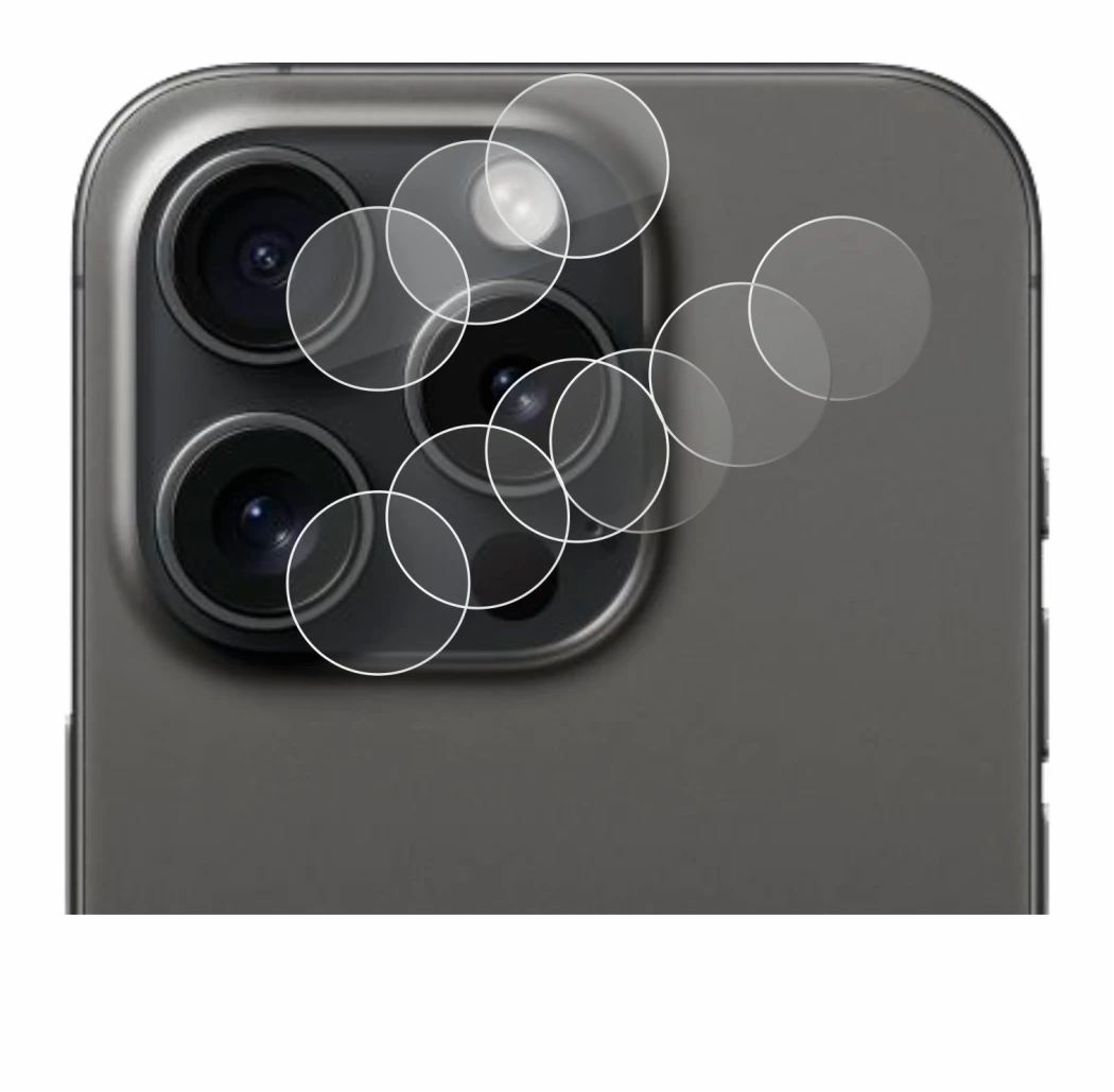 Immagine del dispositivo Apple iPhone 15 Pro (SOLO Fotocamera) con un'ampia varietà di protezioni per lo schermo.