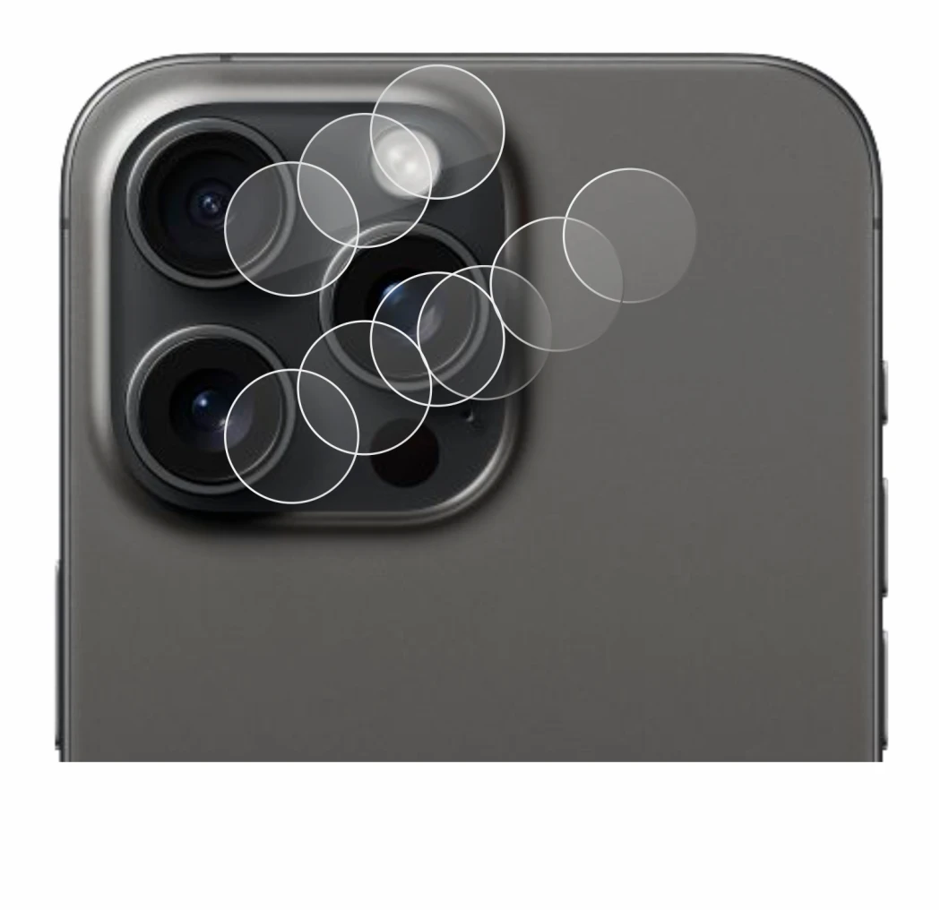 Immagine del dispositivo Apple iPhone 15 Pro Max (SOLO Fotocamera) con un'ampia varietà di protezioni per lo schermo.
