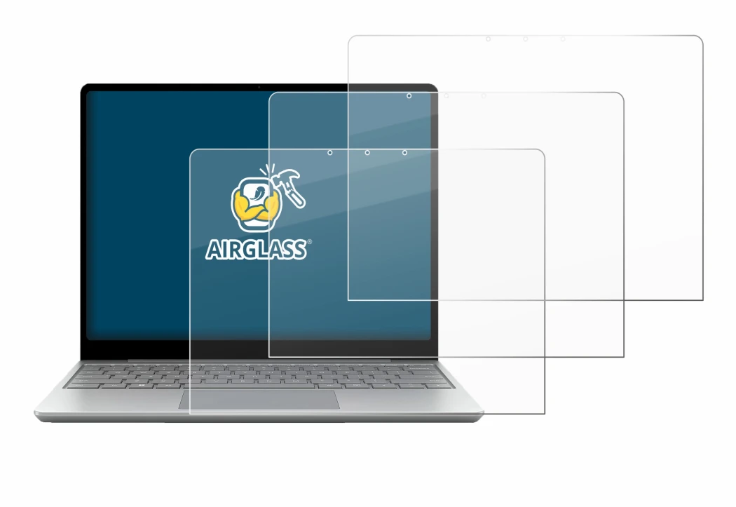 Immagine del dispositivo Microsoft Surface Laptop Go 3 Business con un'ampia varietà di protezioni per lo schermo.