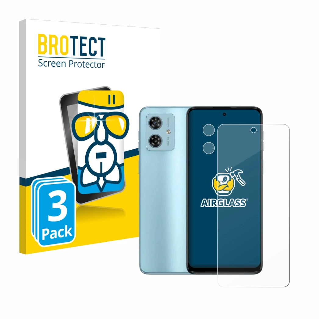 Parte frontale di una confezione del prodotto con il logo del marchio BROTECT. Accanto è raffigurato il dispositivo Motorola M