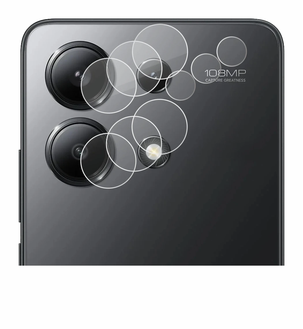 Immagine del dispositivo Xiaomi Redmi Note 13 (SOLO Fotocamera) con un'ampia varietà di protezioni per lo schermo.