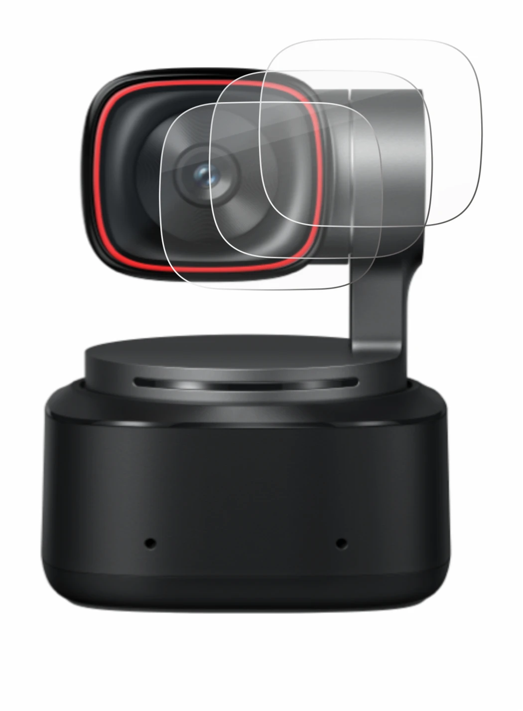 Immagine del dispositivo OBSBOT Tiny 2 con un'ampia varietà di protezioni per lo schermo.