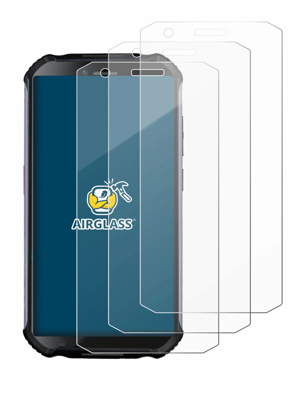 Immagine del dispositivo Doogee S41 Plus con un'ampia varietà di protezioni per lo schermo.
