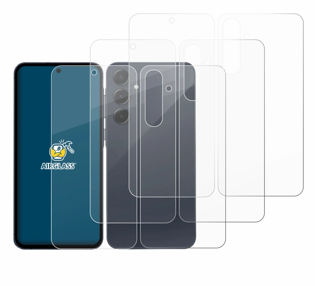 Immagine del dispositivo Samsung Galaxy A55 5G (Fronte+Retro) con un'ampia varietà di protezioni per lo schermo.