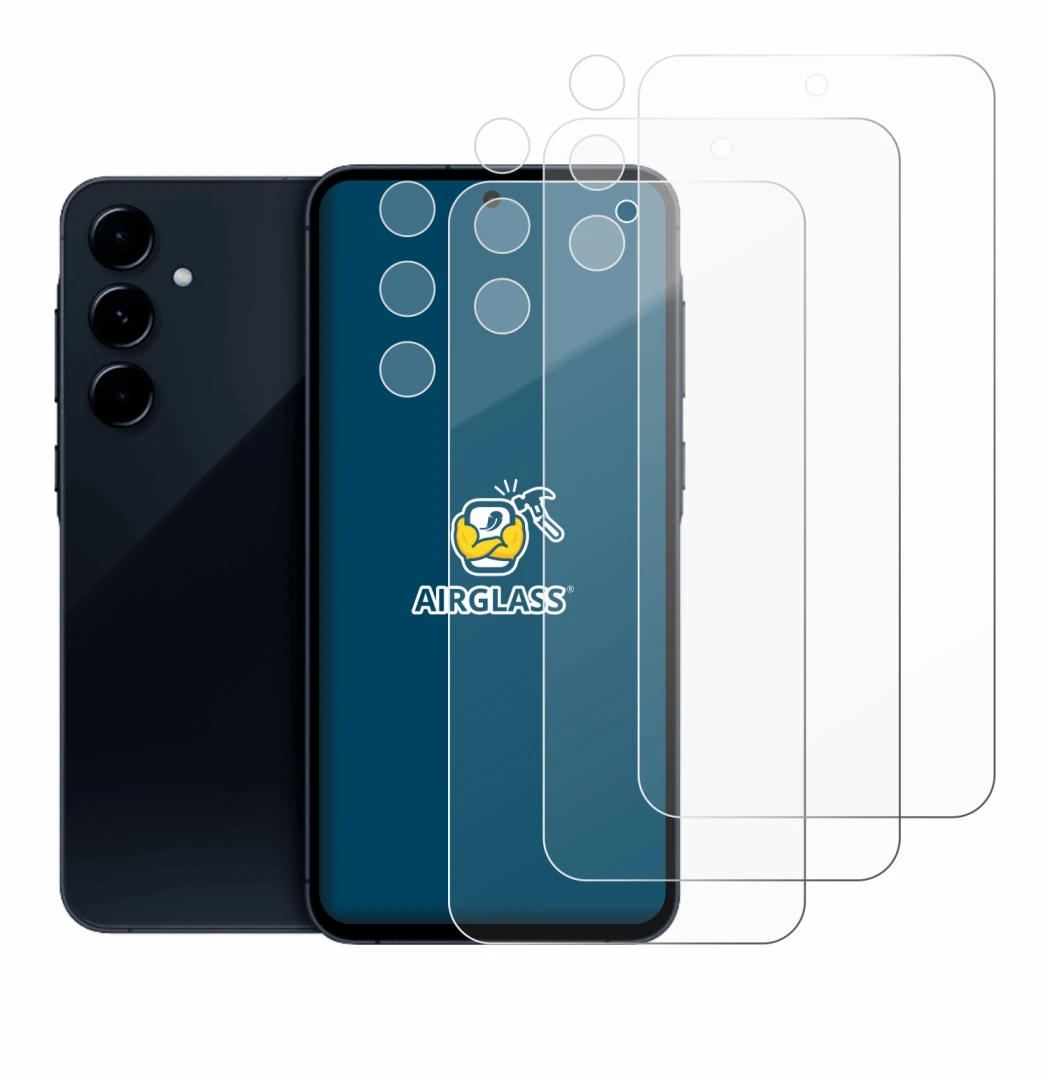 Immagine del dispositivo Samsung Galaxy A35 5G (Fronte+Fotocamera) con un'ampia varietà di protezioni per lo schermo.