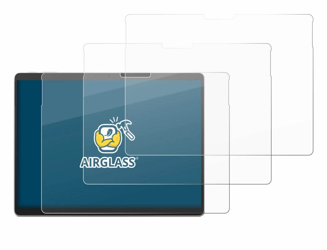 Immagine del dispositivo Microsoft Surface Pro 10 con un'ampia varietà di protezioni per lo schermo.