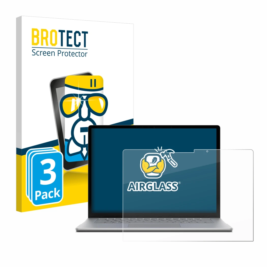 Parte frontale di una confezione del prodotto con il logo del marchio BROTECT. Accanto è raffigurato il dispositivo Microsoft 