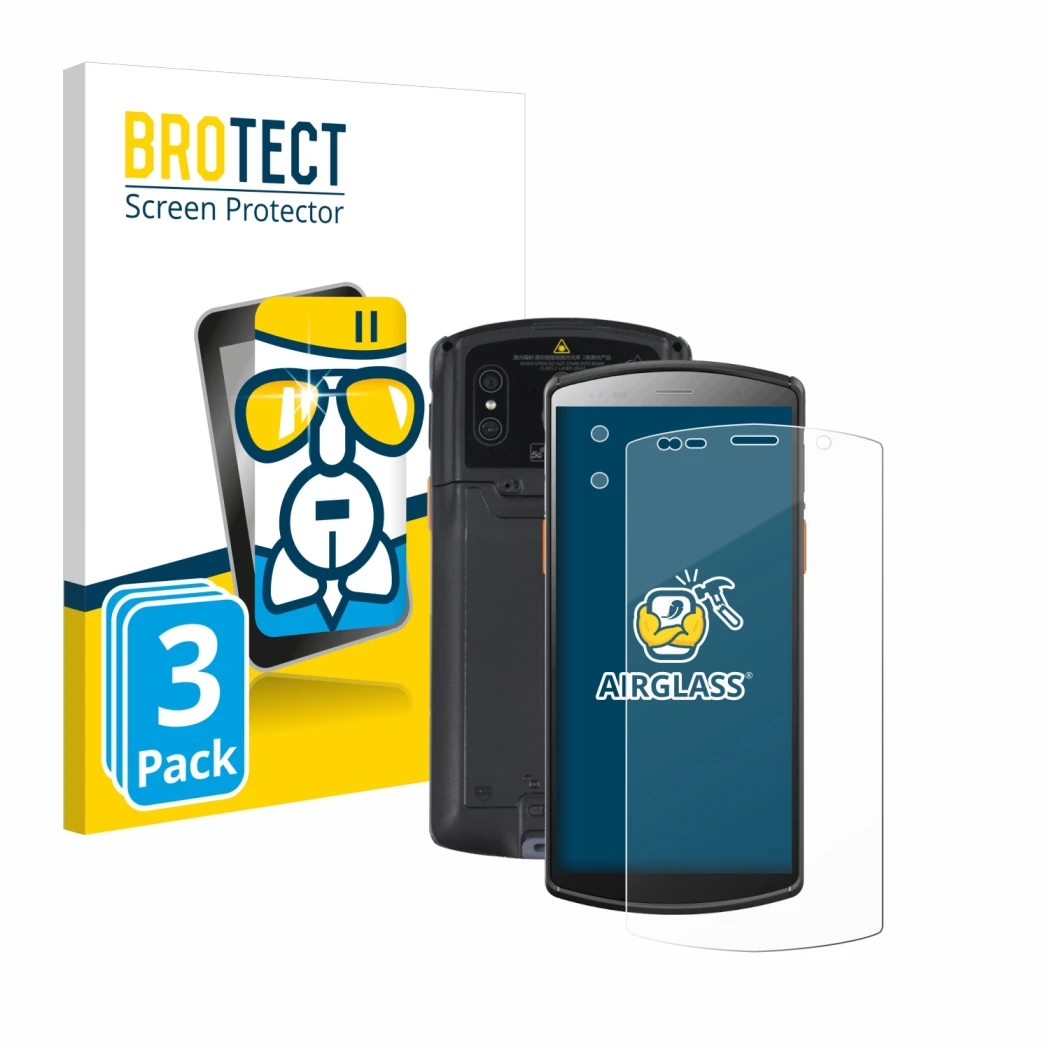 Parte frontale di una confezione del prodotto con il logo del marchio BROTECT. Accanto è raffigurato il dispositivo Urovo DT50